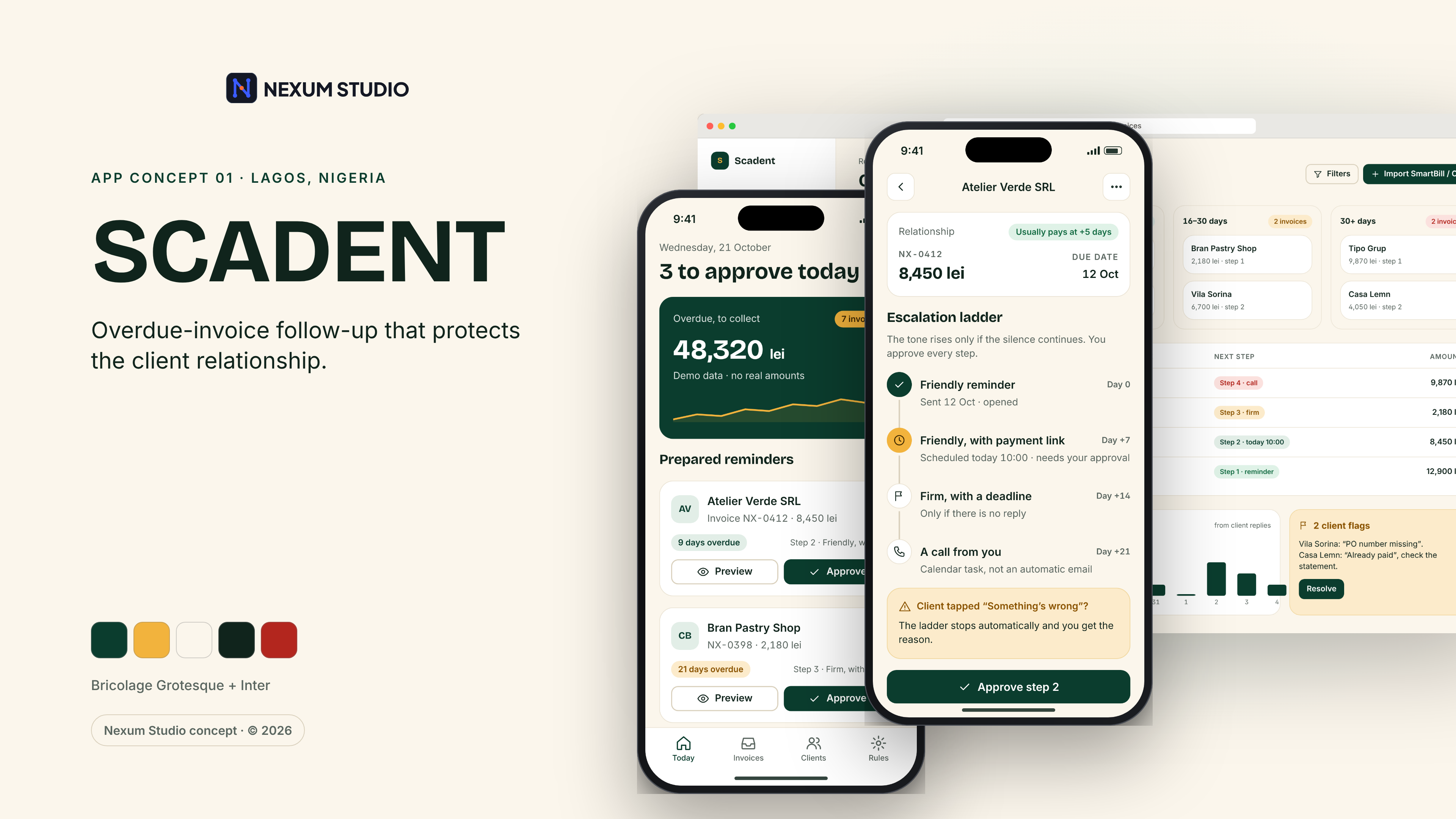 SCADENT: key screens in device frames