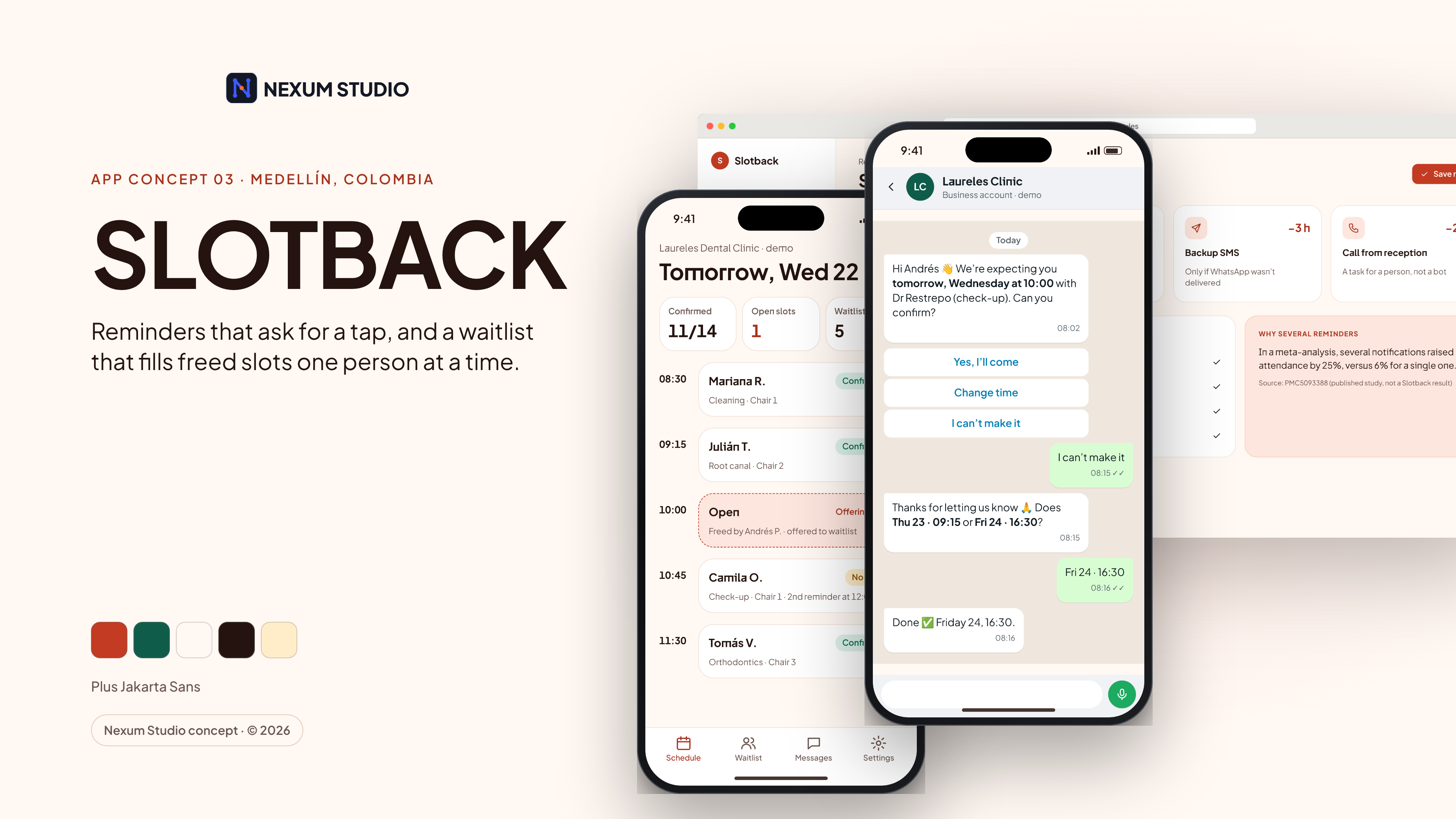 SLOTBACK: key screens in device frames