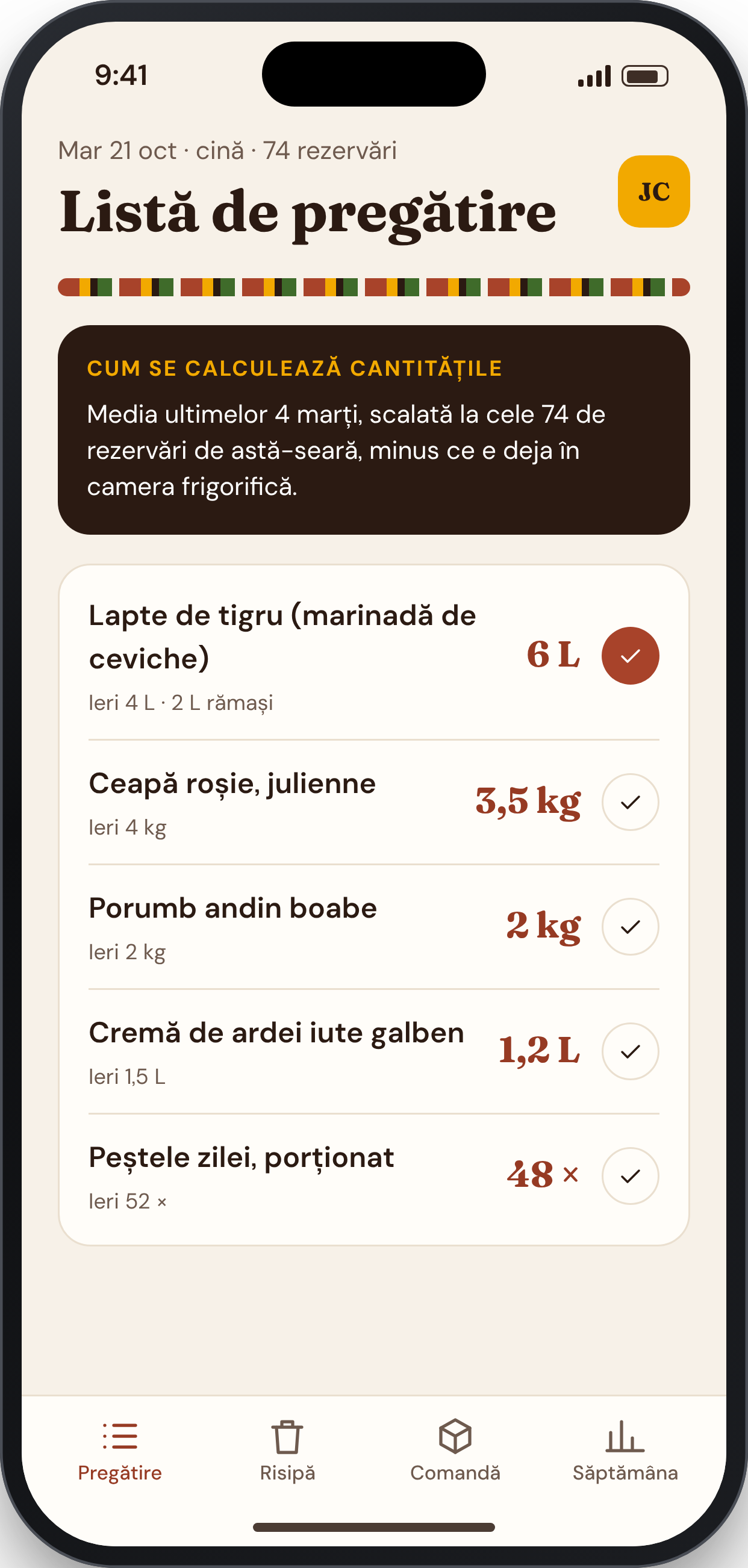 MISE COUNT, ecran: Pregătire după rezervări reale