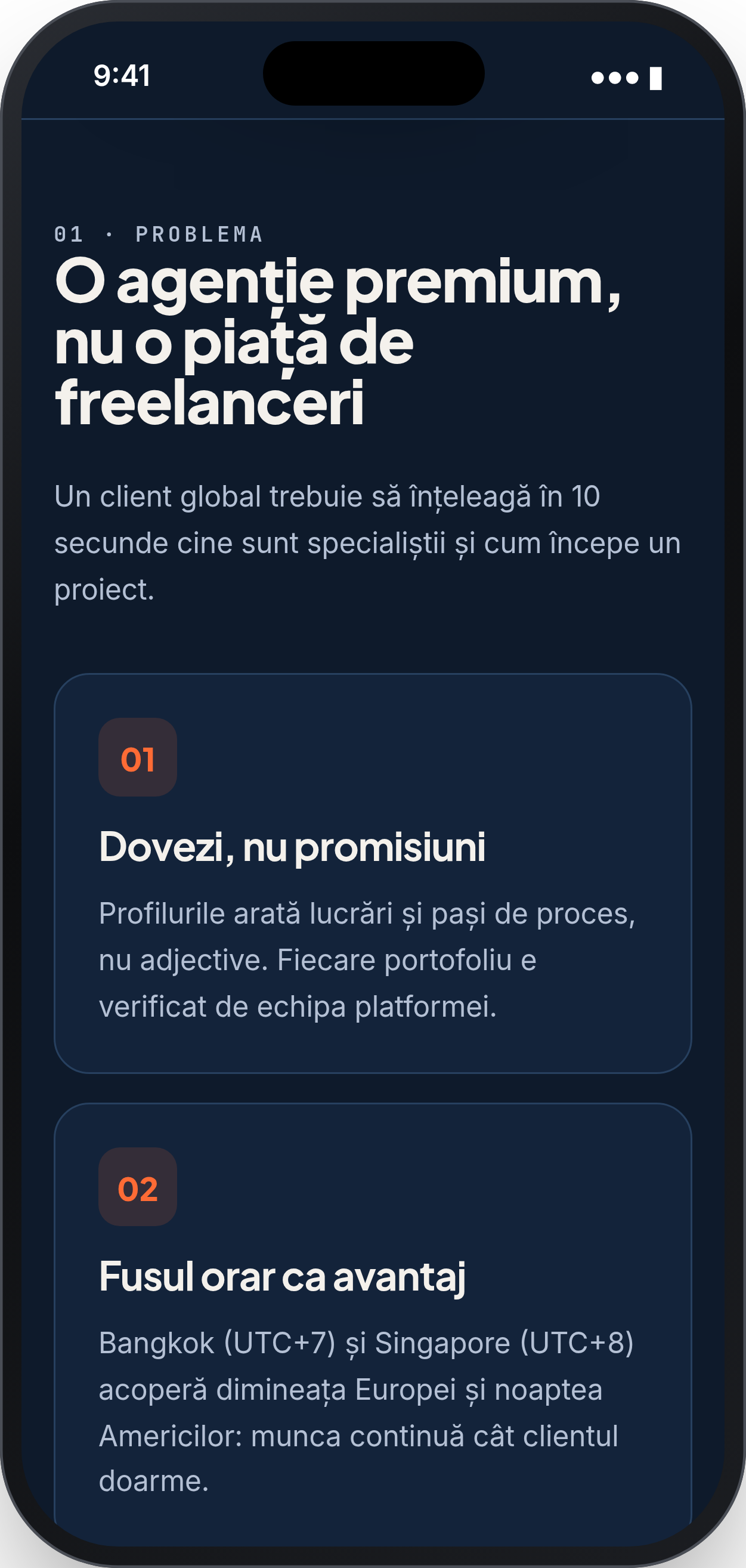 MERIDIAN: Problema, telefon · tema clean