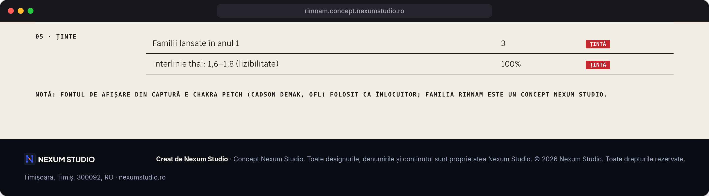 RIMNAM: Ținte și notă, desktop
