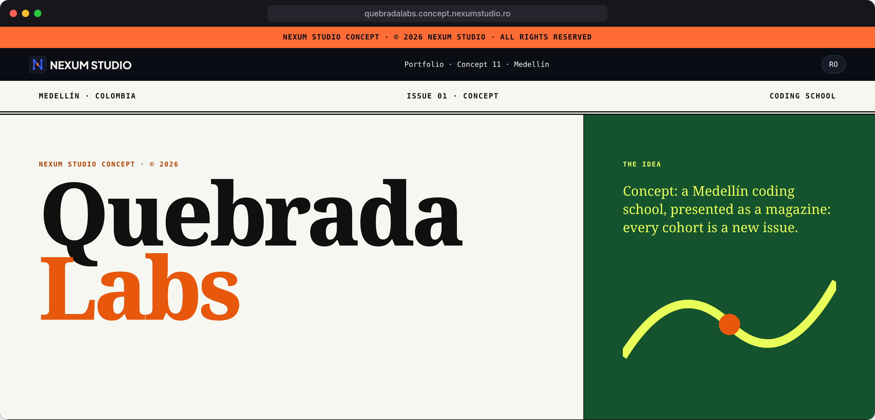 QUEBRADA LABS: First fold, desktop