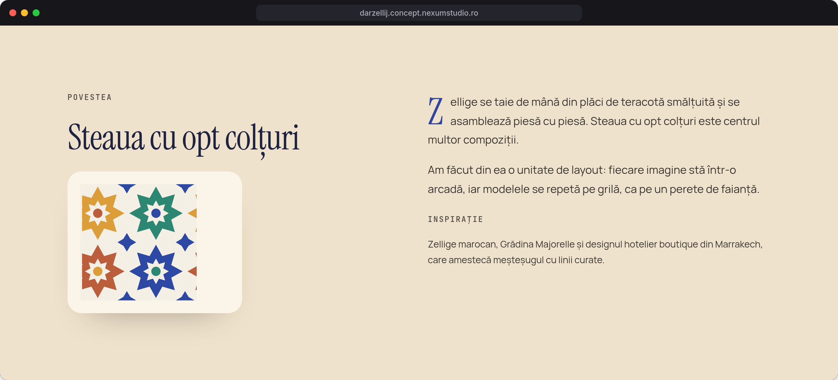 DAR ZELLIJ: Povestea, desktop