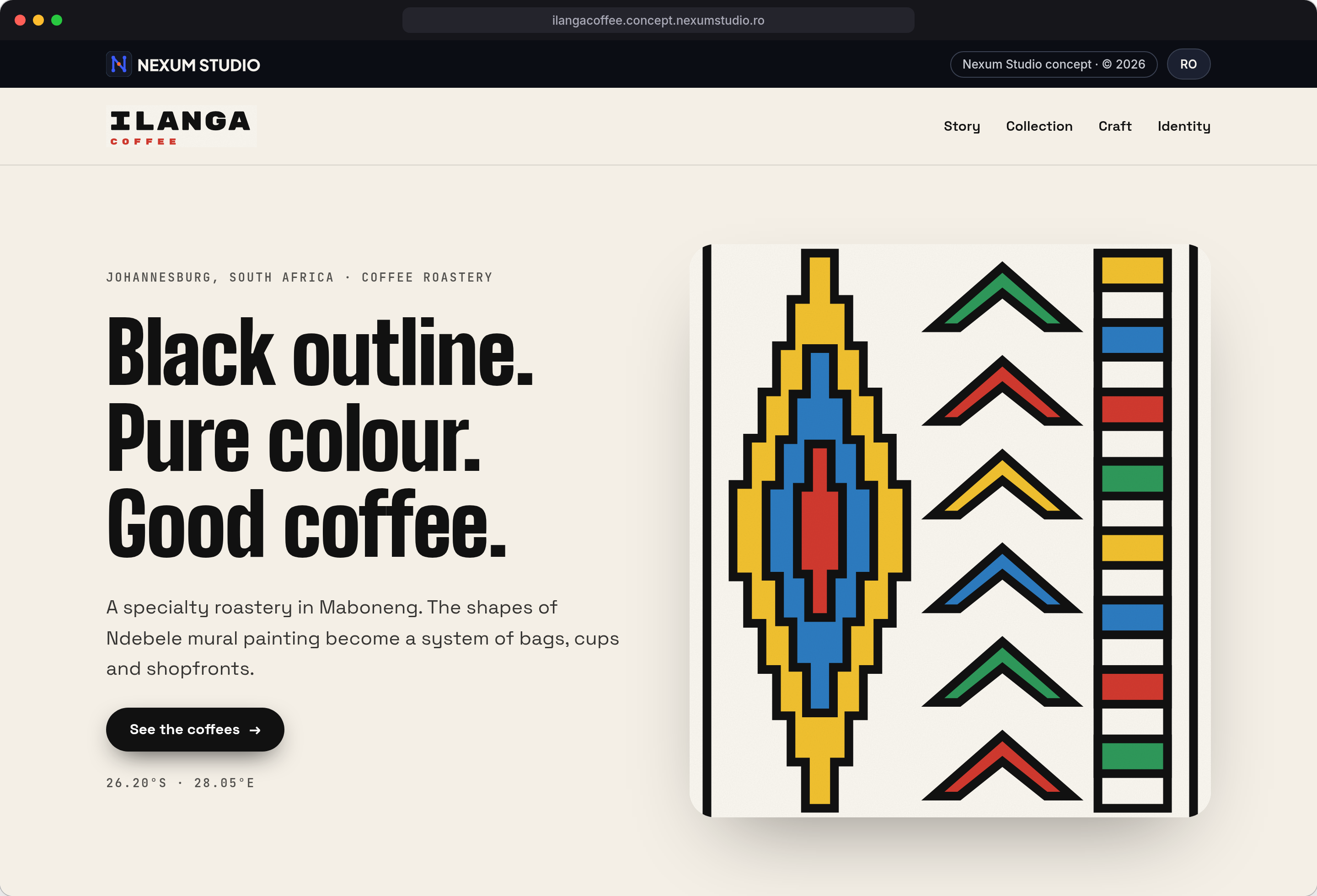 ILANGA COFFEE: First fold, desktop