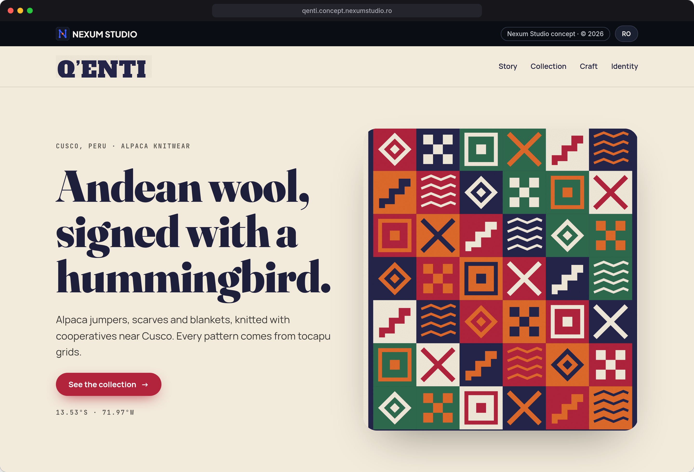 Q’ENTI: First fold, desktop
